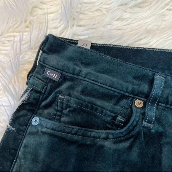 Citizens Of Humanity Demy Cropped Velvet Flare Pant Midnight Green Plush 29 - Picture 6 of 13